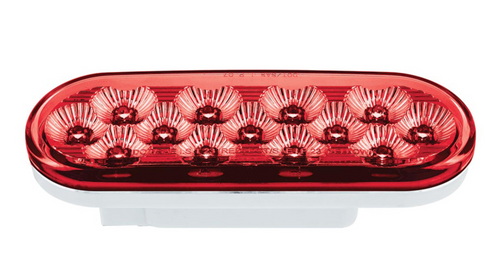 13 LED 6" Oval Double Fury (Stop, Turn & Tail) With Warning Light - Red & Amber LED/Clear Lens