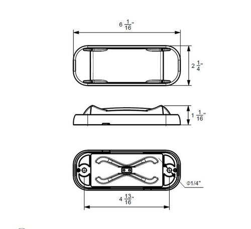 	 4 LED Saber Rectangular Marker Light With Red Lens