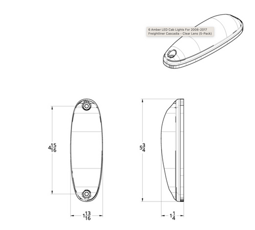 6 Amber LED Cab Lights For 2008-2017 Freightliner Cascadia - Amber Lens (5-Pack)