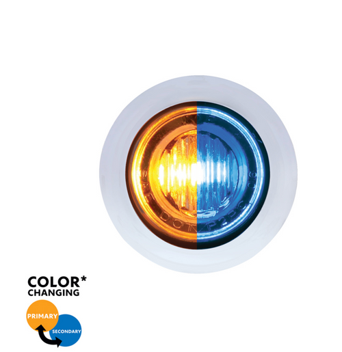  3 LED 3/4" "DOUBLE FURY" Dual Color Mini Clearance/Marker Light - Amber LED/Blue LED