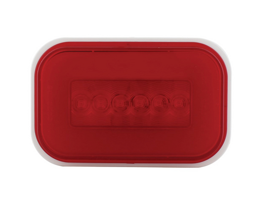 14 LED Rectangular "GLO" Stop, Turn & Tail Light - Red LED/Red Lens