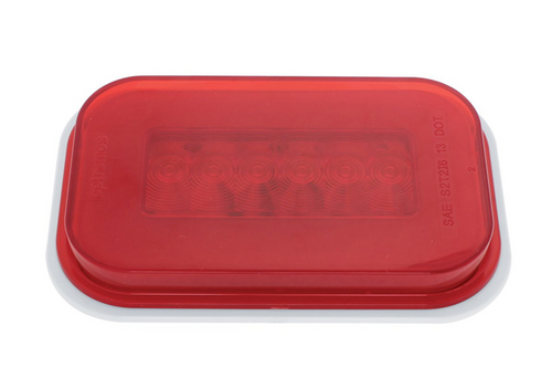 14 LED Rectangular "GLO" Stop, Turn & Tail Light - Red LED/Red Lens