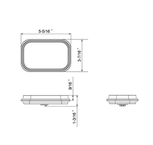 14 LED Rectangular "GLO" Stop, Turn & Tail Light - Red LED/Red Lens