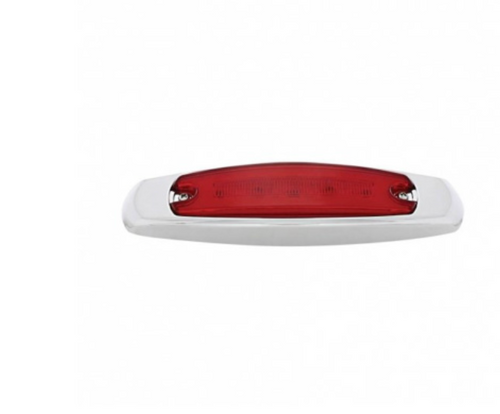 16 LED "GLO" Rectangular Clearance/Marker Light w/ Bezel - Red LED/Red Lens