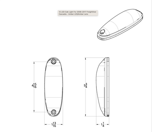 12 LED Cab Light For 2008-2017 Fits Freightliner Cascadia - Amber LED/Amber Lens