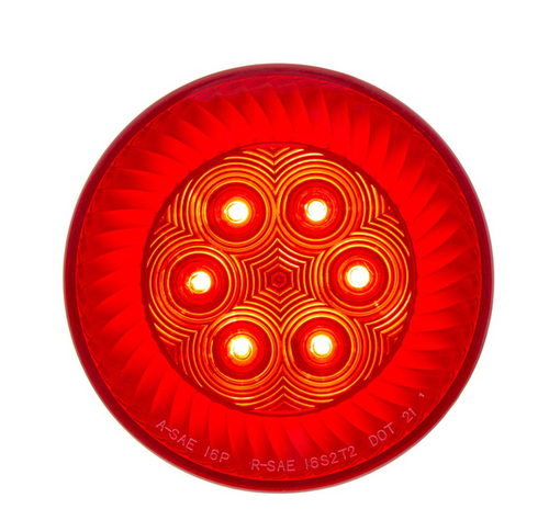 16 LED 4" Round Turbine Light (Stop, Turn & Tail) - Red LED/Red Lens