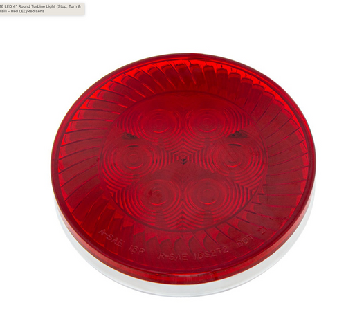 16 LED 4" Round Turbine Light (Stop, Turn & Tail) - Red LED/Red Lens