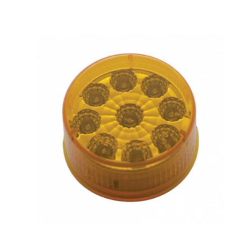 9 LED 2" Reflector Clearance/Marker Light Amber LED/Amber Lens