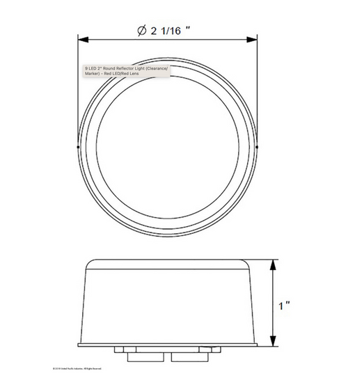 9 LED 2" Reflector Clearance/Marker Light Red LED/Red Lens