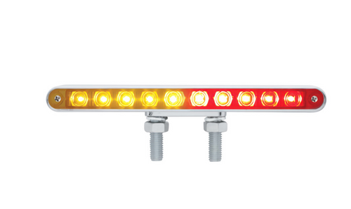 20 LED 9" Double Face Light Bar - Amber & Red LED/Amber & Red Lens