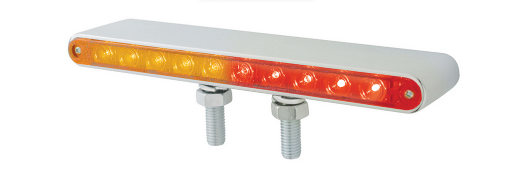 14" LED Double Face Chrome Auxiliary Light Bar With Amber-Red Lenses For Trucks