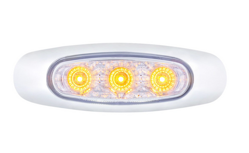 5 LED Reflector Clearance/Marker Light With Side Ditch Light - Amber LED/Clear Lens