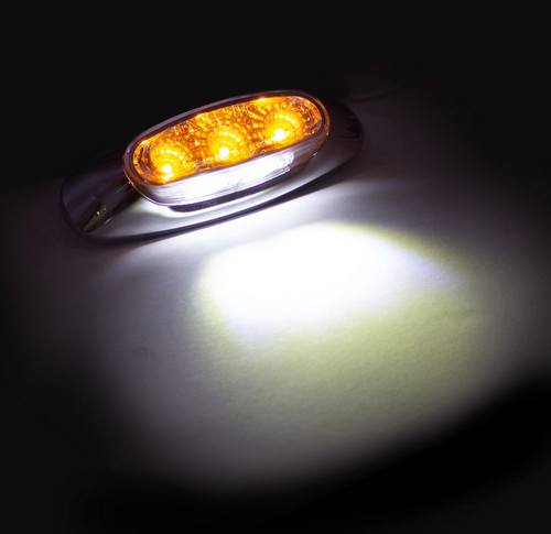 5 LED Reflector Clearance/Marker Light With Side Ditch Light - Amber LED/Clear Lens
