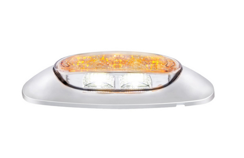 5 LED Reflector Clearance/Marker Light With Side Ditch Light - Amber LED/Clear Lens
