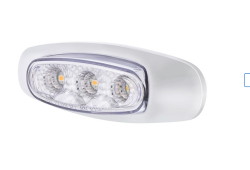 5 LED Reflector Clearance/Marker Light With Side Ditch Light - Amber LED/Clear Lens