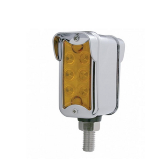 6 LED Dual Function Straight Mount Double Face Light w/ Vertical Visor - Amber & Red LED/Amber & Red Lens