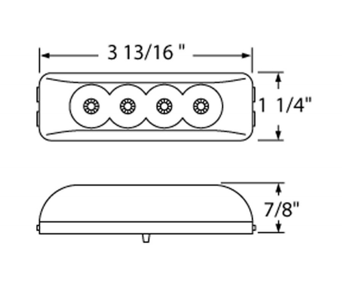 4 LED Reflector Rectangular Clearance/Marker Light - Amber LED/Amber Lens
