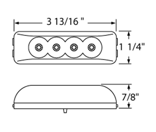 4 LED Reflector Rectangular Clearance/Marker Light - Red LED/Red Lens