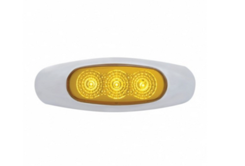 3 LED Reflector Clearance/Marker Light - Amber LED/Amber Lens