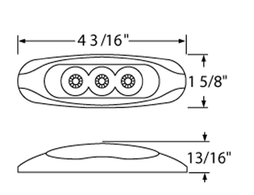 3 LED Reflector Clearance/Marker Light - Amber LED/Amber Lens