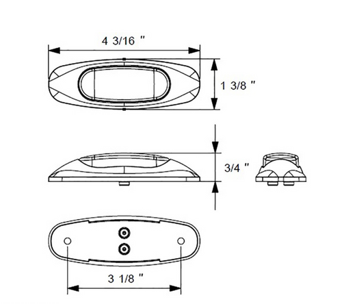 3 LED Reflector Clearance/Marker Light - Red LED/Red Lens