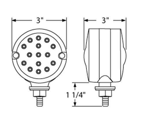 30 LED 3" Dual Function Reflector Double Face Light - Amber & Red LED/Amber & Red Lens