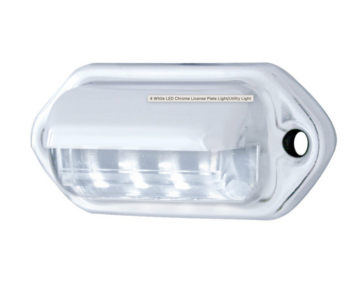 4 White LED Chrome License Plate Light/Utility Light