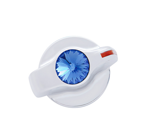 Chrome Plastic A/C Control Knob With Crystal - Blue Crystal