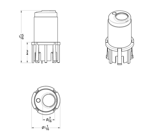 Center A/C Control Knob For 2006+ Kenworth - Blue Crystal