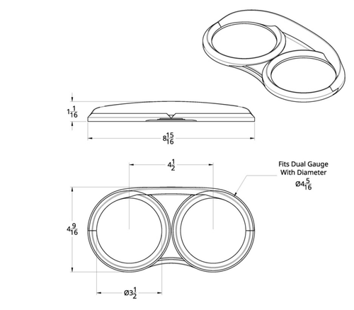 Dual Gauge Cluster Bezel With Visor For 2006+ Peterbilt 