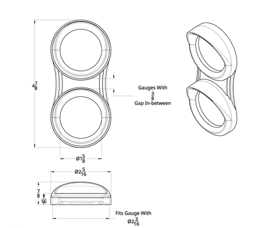 2 Gauge Cluster Bezel With Visor For 2006+ Peterbilt - Vertical