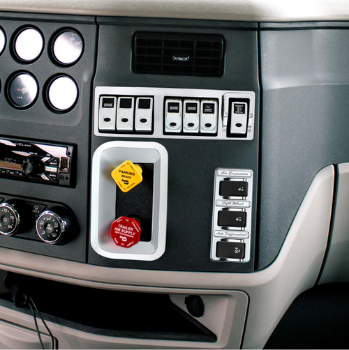 Chrome Rocker Switch Cover For Peterbilt 579 (2013-2019) & 567 (2014-2018)- 2 Openings (Card of 3)