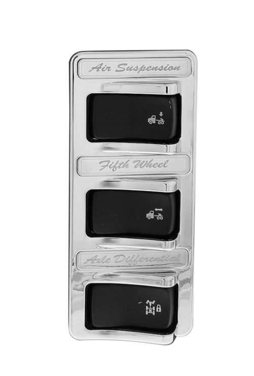Chrome 3-Rocker Switch Cover For Peterbilt 579 (2012-2019) & 567 (2014-2019)- 3 Switches