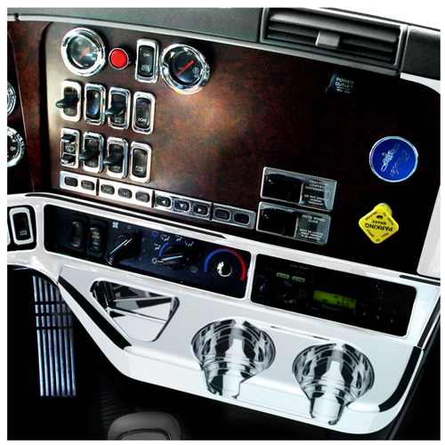 Chrome Center Cup Holder Panel For Freightliner Columbia (2003-2011) & Century/Coronado (2002-2010)