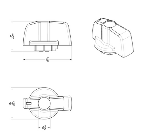 A/C Knob (Newer Model) With Blue Crystal For 2005-2010 Freightliner