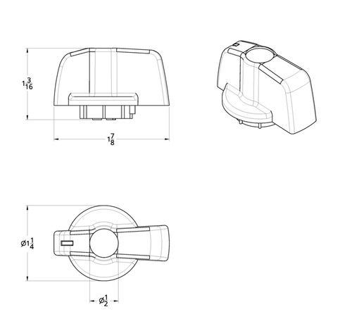 A/C Knob (Newer Model) With Red Crystal For 2005-2010 Freightliner