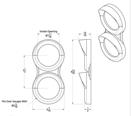 Small 2 Gauge Cluster Bezel With Visors For 2008-2017 Freightliner Cascadia - Vertical