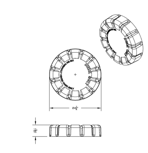 Chrome Plastic Fuel Cap Cover For Kenworth - Non-Locking