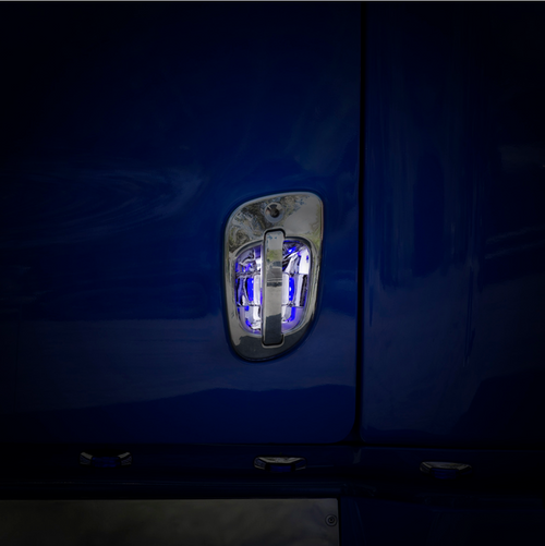6 Blue LED Chrome Door Handle Cover for Freightliner - Driver