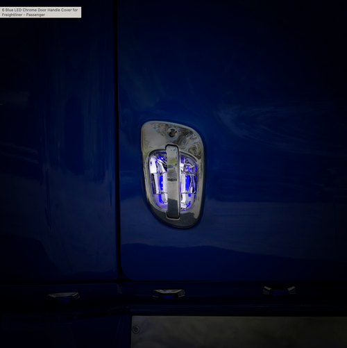 6 Blue LED Chrome Door Handle Cover for Freightliner - Passenger