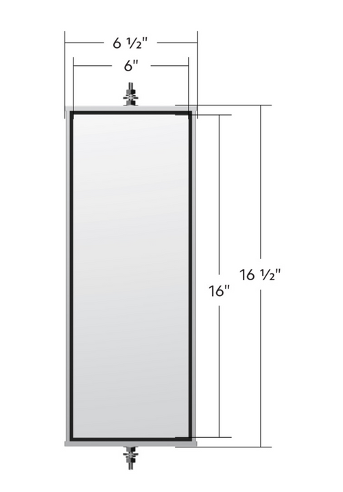 6" X 16" 430 Stainless Steel West Coast Mirror - Non Heated