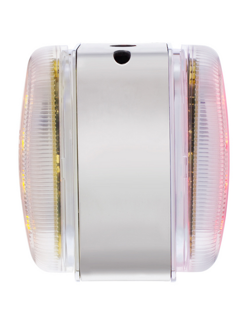 26 LED Dual Function Reflector Double Face Oval Light With SS Bracket - Amber & Red LED/Clear Lens