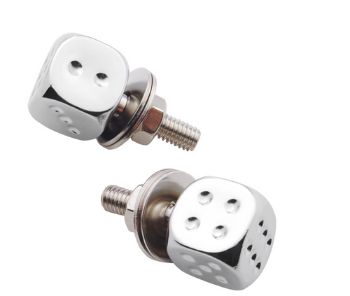 Chrome Dice License Plate Fastener (2 Pack)