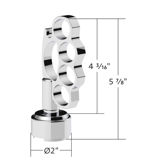 Thread-On Knuckle Gearshift Knob With Chrome 13/15/18 Speed Adapter - Chrome