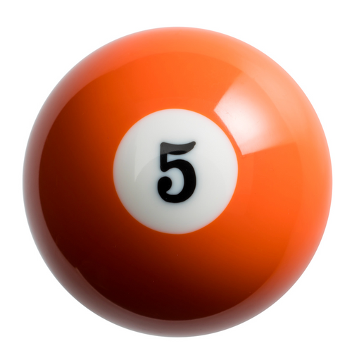 Number 5 Pool Ball Gearshift Knob - Gloss Orange