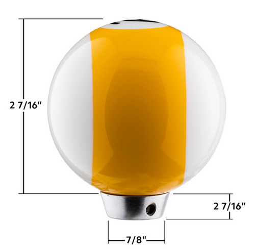 Number 9 Pool Ball Gearshift Knob - Gloss Yellow Striped