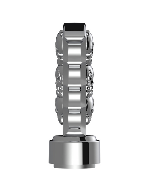 Thread-On Skulls Pistol Grip Gearshift Knob With Chrome 9/10 Speed Adapter - Chrome