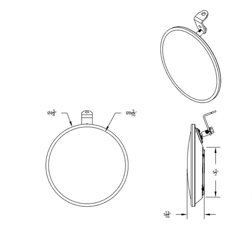 8-1/2" 430 Stainless Steel Convex Heated Mirror With LED - Passenger