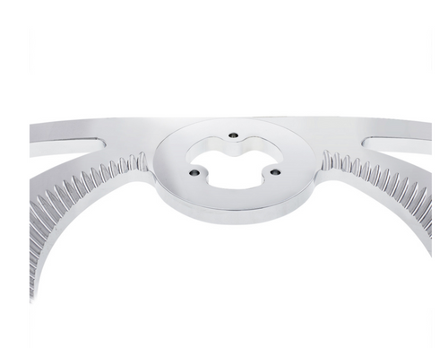 18" Chrome Aluminum "Scorpion" Style Steering Wheel With Black Leather Rim