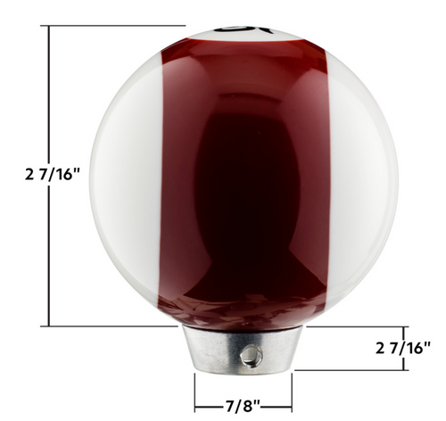 Number 15 Pool Ball Gearshift Knob - Gloss Maroon Striped